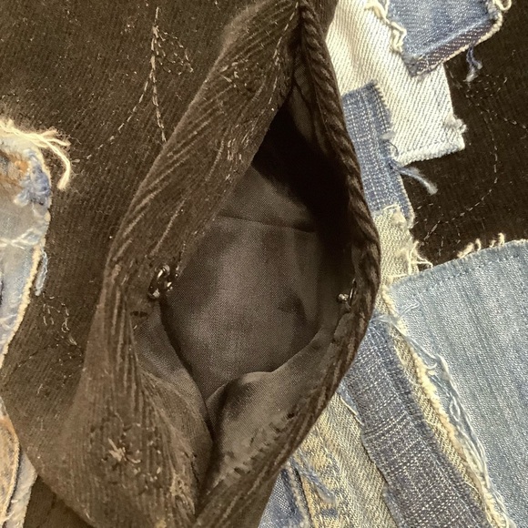 LOVEMATTERS Designer Black Corduroy & Patchwork Denim Skirt Size XS - Picture 16 of 16